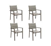 GLOUPIE Set 4 Poltrone Da Esterno Alamos In Alluminio Verniciato Marrone, Impila