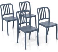 GLOUPIE Set 4 Sedie Da Esterno E Interno Impilabile Charme In Polipropilene Neutro Rinforzato Blu Petrolio Resistente Ai Raggi UVA E All'Acqua, L 41 x P 53 x H 84,5 Cm, Riciclabile, Made In Italy
