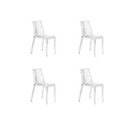 GLOUPIE Set 4 Sedie Da Interno Ed Esterno Amalia In Policarbonato Trasparente, Impilabili, L 50 x P 54 x H 84 Cm, Seduta Confortevole Per Ambienti Esterni 100% Made In Italy