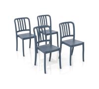 GLOUPIE Set 4 Sedie Impilabili Charme In Polipropilene Neutro Rinforzato Blu Pet