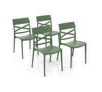 GLOUPIE Set 4 Sedie Impilabili Jazz In Polipropilene Neutro Rinforzato Agave, L