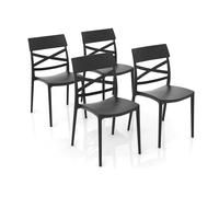 GLOUPIE Set 4 Sedie Impilabili Jazz In Polipropilene Neutro Rinforzato Nero Graf