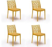 GLOUPIE Set 4 Sedie Matrix In Polipropilene Senape, Dim. 55x47x82 Cm,Peso 4 Kg,Per Interno Ed Esterno,Made In Italy,Impilabili