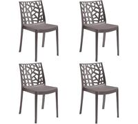 GLOUPIE Set 4 Sedie Matrix In Polipropilene Tortora, Impilabili, Dimensioni 55 x 47 x 82 Cm, Peso 4 Kg, Per Interno Ed Esterno, Made In Italy, Sedia Impilabile