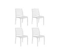 GLOUPIE Set 4 Sedie Ninfa in Polipropilene Bianco, Impinabili, 46 x 54 x 80 cm, peso 3,3 kg, Per Interno e Esterno, Schienale Lavorato a Forma di Ninfee, 100% Made in italy.