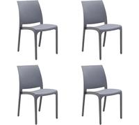 GLOUPIE Set 4 Sedie Volga In Polipropilene Grigio,54x46x81Cm,Peso 3,5Kg,Per Inte