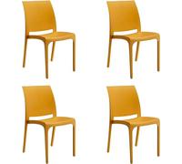 GLOUPIE Set 4 Sedie Volga In Polipropilene Senape, Impilabili, Dimensioni 54 x 46 x 81 Cm, Peso 3,5 Kg,Per Interno Ed Esterno, Made In Italy, Sedia Impilabile