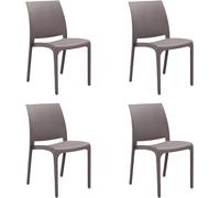 GLOUPIE Set 4 Sedie Volga In Polipropilene Taupe, Impilabili, Dimensioni 54 x 46 x 81 Cm, Peso 3,5 Kg,Per Interno Ed Esterno, Made In Italy, Sedia Impilabile