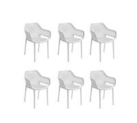 Gloupie Set 6 Poltrone Aria in Polipropilene Bianco, Impilabile,58x60x82 cm, 3,8