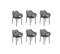Gloupie Set 6 Poltrone Aria in Polipropilene Nero, Impilabile,58x60x82 cm, 3,8 k