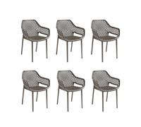 Gloupie Set 6 Poltrone Aria in Polipropilene Taupe, Impilabile,58x60x82 cm, 3,8
