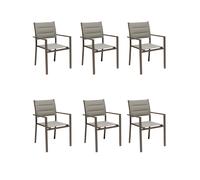 GLOUPIE Set 6 Poltrone Da Esterno Alamos In Alluminio Verniciato Marrone, Impila