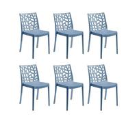 GLOUPIE Set 6 Sedie Matrix In Polipropilene Blu, 55x47x82 Cm,Peso 4 Kg,Per Interno Ed Esterno,Made In Italy,Impilabili