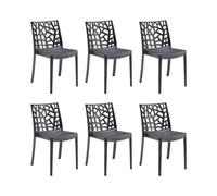GLOUPIE Set 6 Sedie Matrix In Polipropilene Nero, Impilabili, Dimensioni 55 x 47 x 82 Cm, Peso 4 Kg, Per Interno Ed Esterno, Made In Italy, Sedia Impilabile