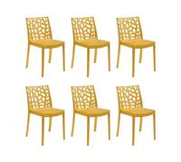 GLOUPIE Set 6 Sedie Matrix In Polipropilene Senape, Impilabili, Dimensioni 55 x 47 x 82 Cm, Peso 4 Kg, Per Interno Ed Esterno, Made In Italy, Sedia Impilabile