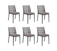 GLOUPIE Set 6 Sedie Matrix In Polipropilene Tortora, 55x47x82 Cm,Peso 4 Kg,Per Interno Ed Esterno,Made In Italy,Impilabili