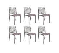 Gloupie Set 6 Sedie Ninfa in Polipropilene Taupe,Impinabili, 46x54x80 cm, peso 3