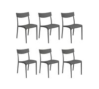 GLOUPIE Set 6 Sedie Provence in Polipropilene Antracite, Impinabili, 46 x 54 x 80 cm, peso 3,3 kg, Per Interno e Esterno, Design Vintage, 100% Made in italy.