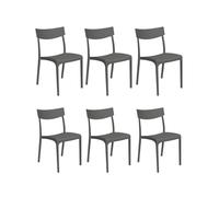 Gloupie Set 6 Sedie Provence in Polipropilene Antracite, Impinabili,46x54x80 cm,