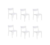 GLOUPIE Set 6 Sedie Provence in Polipropilene Bianca, Impinabili, 46 x 54 x 80 cm, peso 3,3 kg, Per Interno e Esterno, Design Vintage, 100% Made in italy