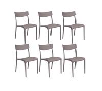 GLOUPIE Set 6 Sedie Provence in Polipropilene Taupe, Impinabili, 46 x 54 x 80 cm, peso 3,3 kg, Per Interno e Esterno, Design Vintage, 100% Made in italy