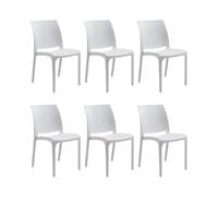 GLOUPIE Set 6 Sedie Volga In Polipropilene Bianco,54x46x81Cm,Peso 3,5Kg,Per Inte