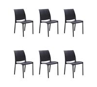 GLOUPIE Set 6 Sedie Volga In Polipropilene Nero, Impilabili, Dimensioni 54 x 46 x 81 Cm, Peso 3,5 Kg,Per Interno Ed Esterno, Made In Italy, Sedia Impilabile