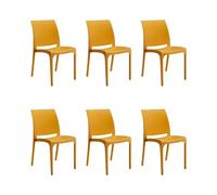 GLOUPIE Set 6 Sedie Volga In Polipropilene Senape, Impilabili, Dimensioni 54 x 46 x 81 Cm, Peso 3,5 Kg,Per Interno Ed Esterno, Made In Italy, Sedia Impilabile