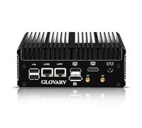 Glovary Fanless Mini PC N100, 2 x 2.5GbE LAN Industriale PC Win11 Pro, 4K 2HD DP 3 Display Home Office Mini Computer, 32GB RAM 2TB NVMe SSD, 2RS232 COM, 5USB, TypeC Port, WiFi, BT