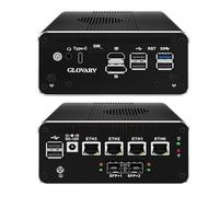 Glovary Firewall Computer Mini PC Dual 10GbE SFP+ Quad Core N200, 4 x i226V 2.5GbE LAN, DDR5 16GB RAM 256GB NVMe SSD, Micro Computer Hardware, 10Gbit TypeC, AES-NI, Windows 11 Pro, OPNsense