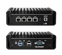Glovary Firewall Mini PC J4125 4 Core, 4 x i211 Gigabit LAN OPNsense Router Micro Appliance, DDR4 8GB RAM 128GB SSD, AES-NI, 4K HD, Fanless Industrial Computer Hardware, RS232 COM, 2USB3.0, SIM Slot