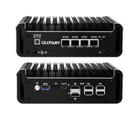 Glovary Firewall Mini PC J6413 4 Core, 4 x i226V 2.5GbE LAN Fanless OPNsense Micro Appliance, DDR4 8GB RAM 128GB SSD, AES-NI, 2HD+USB-C 3 Display, Router Computer Hardware, 2 x NVMe Slot, 2 x SATA3.0