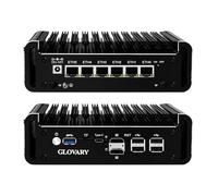Glovary Firewall Mini PC N97 up to 3.6 GHz, 6 x i226V 2.5GbE LAN OPNsense Router Micro Appliance, DDR5 8GB RAM 256GB NVMe SSD, AES-NI, Fanless Computer Hardware, 2 x NVMe Slot
