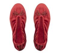 GLOVE STORY Pantofole Ballerina da Interno da Donna in Velluto con Suola in Morbida Pelle e Fiocco - Materiale Morbido Confortevole - Pantofole Ballerina da Donna Morbide - Realizzate a Mano (Rosso S)