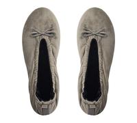 GLOVE STORY Pantofole Ballerina da Interno da Donna in Velluto con Suola in Morbida Pelle e Fiocco - Materiale Morbido Confortevole - Pantofole Ballerina da Donna Morbide - Realizzate a Mano (Taupe L)