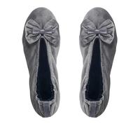 GLOVE STORY Pantofole Ballerina da Interno da Donna in Velluto con Suola in Morbida Pelle - Materiale Morbido e Confortevole - Pantofole Ballerina da Donna Morbide - Realizzate a Mano (Grigio 35/36)