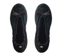 GLOVE STORY Pantofole Ballerina da Interno da Donna in Velluto con Suola in Morbida Pelle - Materiale Morbido e Confortevole - Pantofole Ballerina da Donna Morbide - Realizzate a Mano (Nero 35/36)