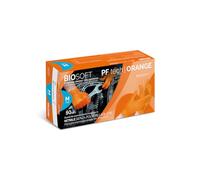 Glovely Guanto in nitrile arancione, senza polvere, superficie testurizzata in 3D a diamante, idoneo alimentare - Taglia M