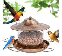 Glovios 1.8L Mangiatoia per uccelli,Mangiatoia per uccellini da esterno,Hanging Wild Bird Feeder,for Wild Birds, Sparrows and Garden Birds,for Outdoor/Garden,Rame