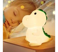 Glovios Luce Notturna Bambini,7 Colori Dinosauro Lampada USB Ricaricabile Lucina Notte,Silicone, Cameretta, Regalo Neonato (Dinosauro)