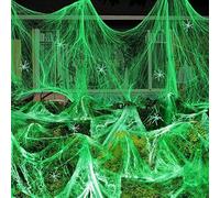 Glow After Dark Spider Web Decorazione Raccapricciante Ragnatela Luminosa con Finti aracnidi Super Elasticizzati ragnatele finte ragnatele perfette per Oggetti di Scena e Decorazioni di Halloween