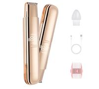 Glow Aura Womens Shaver, 2025 New Dual Head Bikini Shaver for Women, 2-In-1 Trimmer for Women, Wet & Dry (Gold)