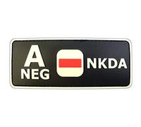 Glow Dark A NEG Blood Type NKDA Combat Tactical PVC Rubber 3D GITD Touch Fastener Patch