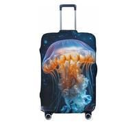 Glow Deep Sea Jellyfish - Copribagagli da viaggio, elastico, per valigie, 45-81 cm, Nero , x-large