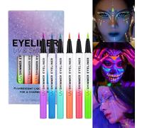 Glow Eyeliner Set, Waterproof Pencil Kit, High Pigment Long Lasting Makeup Pen, 6 Piece Neon Shining Eye Liner Smooth Color Cosmetic Tool for Party Dance Night Live Everyday Use Beauty 0.6MLx6pcs
