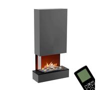 GLOW FIRE Camin da parete a vapore H ederal_fire_holderlin Hoch - Caminetto elettrico con fiamme LED 3D realistiche, effetto crepitio, telecomando, 80x158x40 cm, Opti-Myst 600 con legno, Grigio