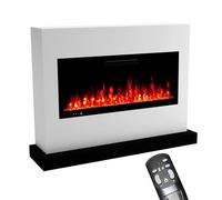 GLOW FIRE Caminetto a piantana ZEUS - Caminetto elettrico con riscaldamento, fuoco da camino, fuoco LED in 5 colori, ventilatore, decorazione, telecomando - 135x100x35 cm, Bianco