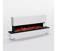 GLOW FIRE Camino elettrico Cobalt 50 con fuoco LED realistico 3D - Camino elettrico con riscaldamento e camino, controllo app, effetto scoppiettante e timer, max. 1800 W, 157 x 75 x 29 cm, bianco