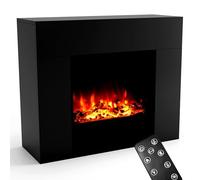GLOW FIRE Camino elettrico con riscaldamento e caminetto (camino Metis) - Camino elettrico con fuoco a LED in 3 colori, termoventilatore, decorazione in legno e telecomando, 98 x 82 x 35 cm, nero