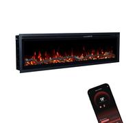 GLOW FIRE Camino elettrico Core 127 con fuoco LED realistico 3D - Camino elettrico da parete con riscaldamento e camino, controllo app, effetto scoppiettante e timer, max. 1800 W, 127 x 35 x 12 cm